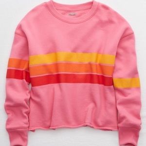 American Eagle striped cropped sweatshirt. Size XL